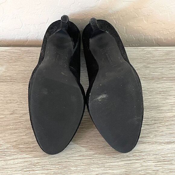 INC International Concepts Louie Black Leather Platform Heels Pumps 6 Worn Once - Picture 9 of 11
